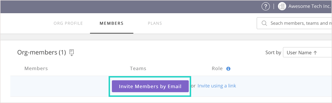 Screenshot: Invite Members